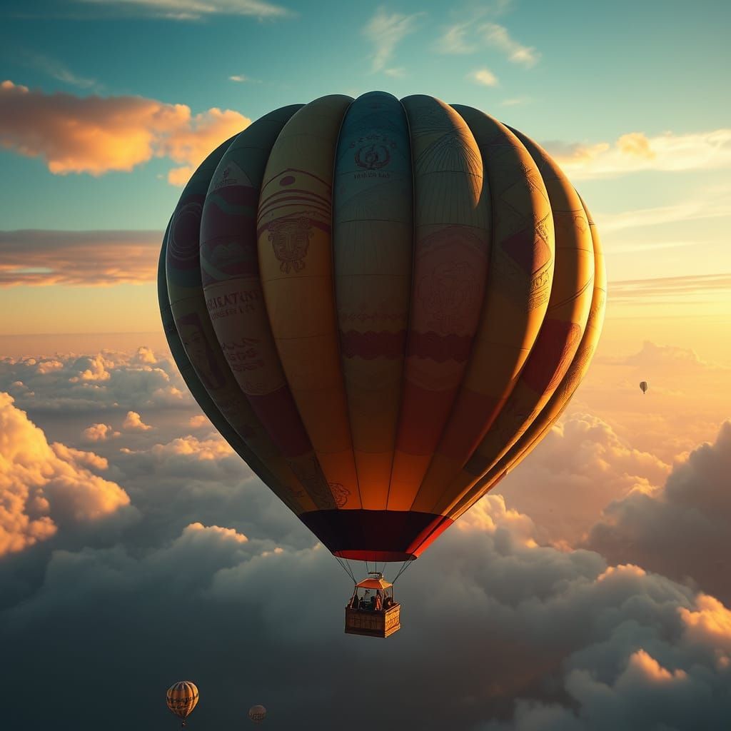 Vibrant Hot Air Balloon in Dreamlike 3D Rendering