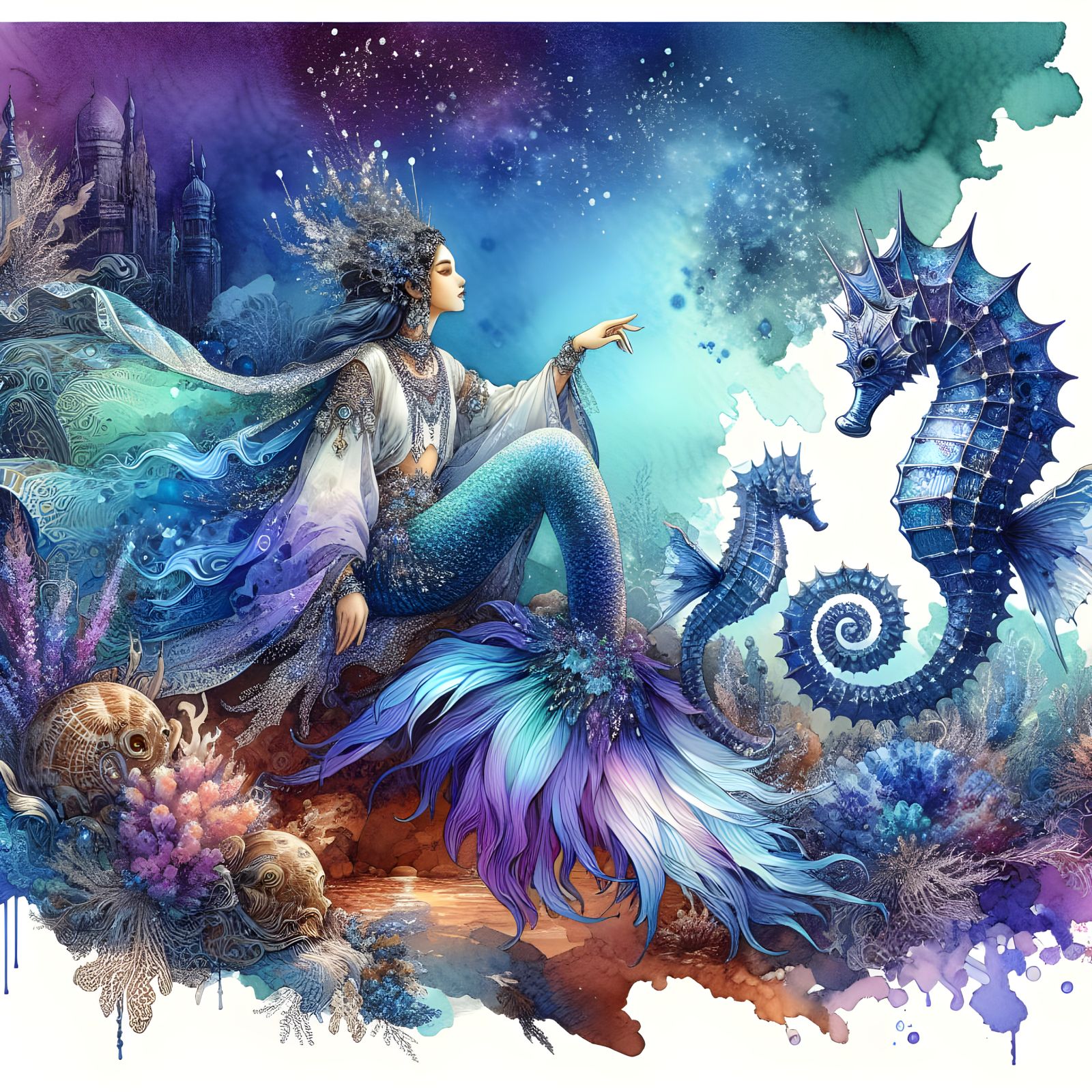 Magnificent Middle-Eastern Mermaid in Vibrant Underwater Rea...