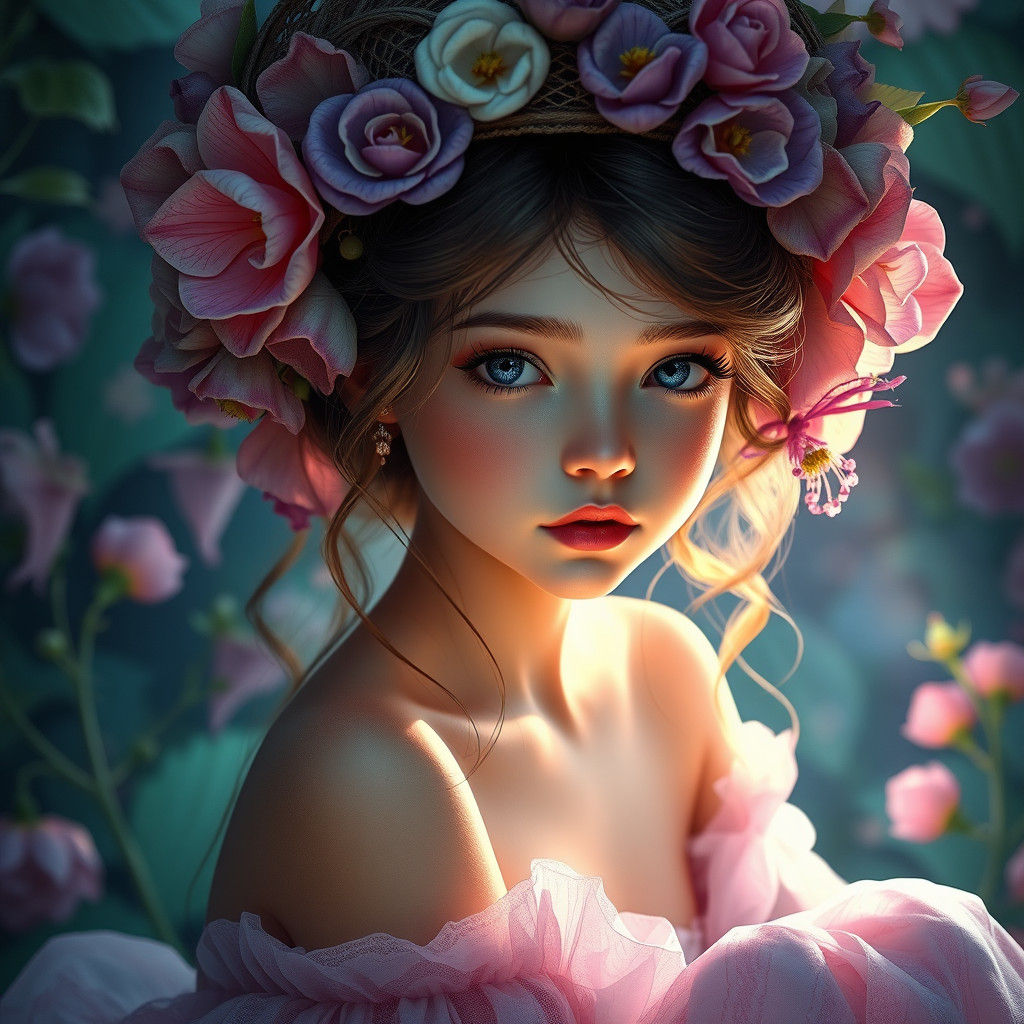 Enchanting Flower Girl with Floral Headdress