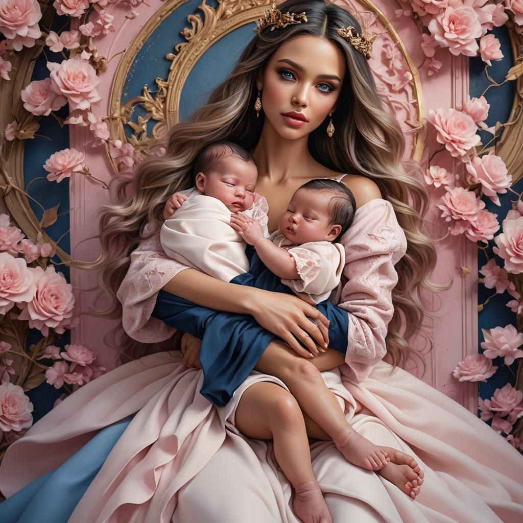 Goddess Holding Newborn: Fantasy Concept Art