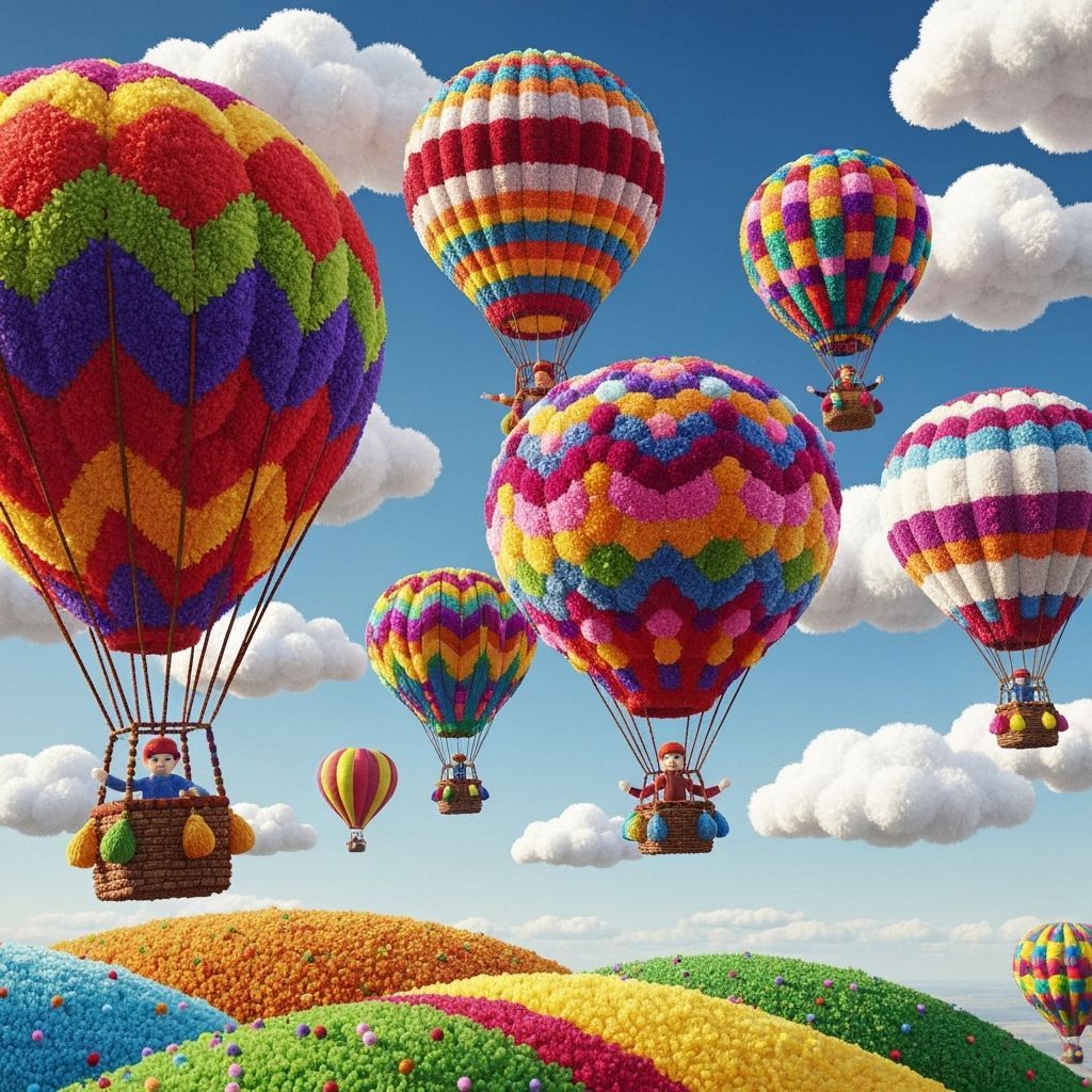 Whimsical Hot-Air Balloon Race in Pom-Poms