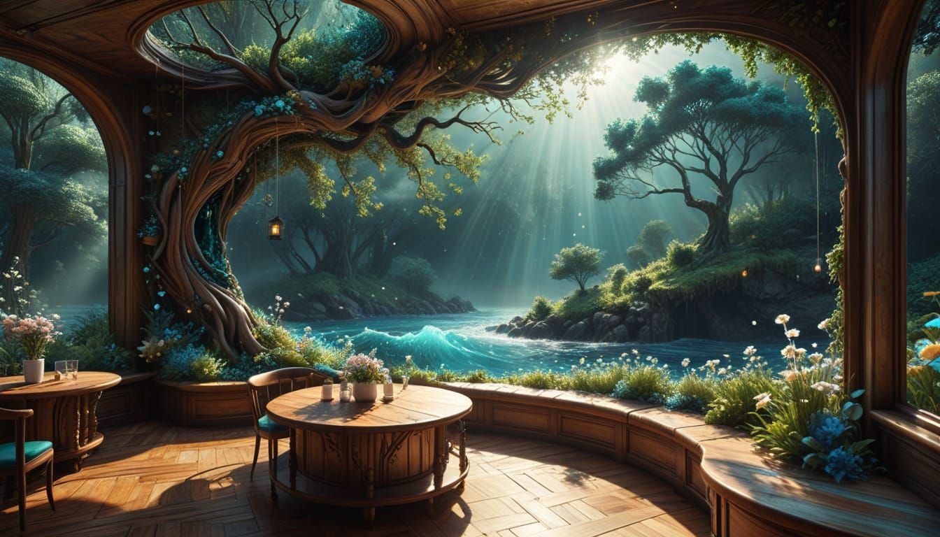 Enchanted Cafe Inside a Living Tree Branch