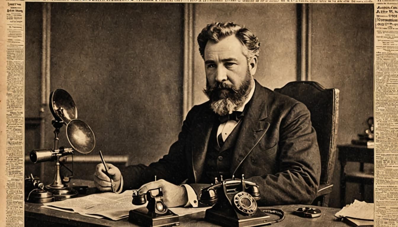 Alexander Graham Bell's First Telephone: Sepia-Toned Newspap...