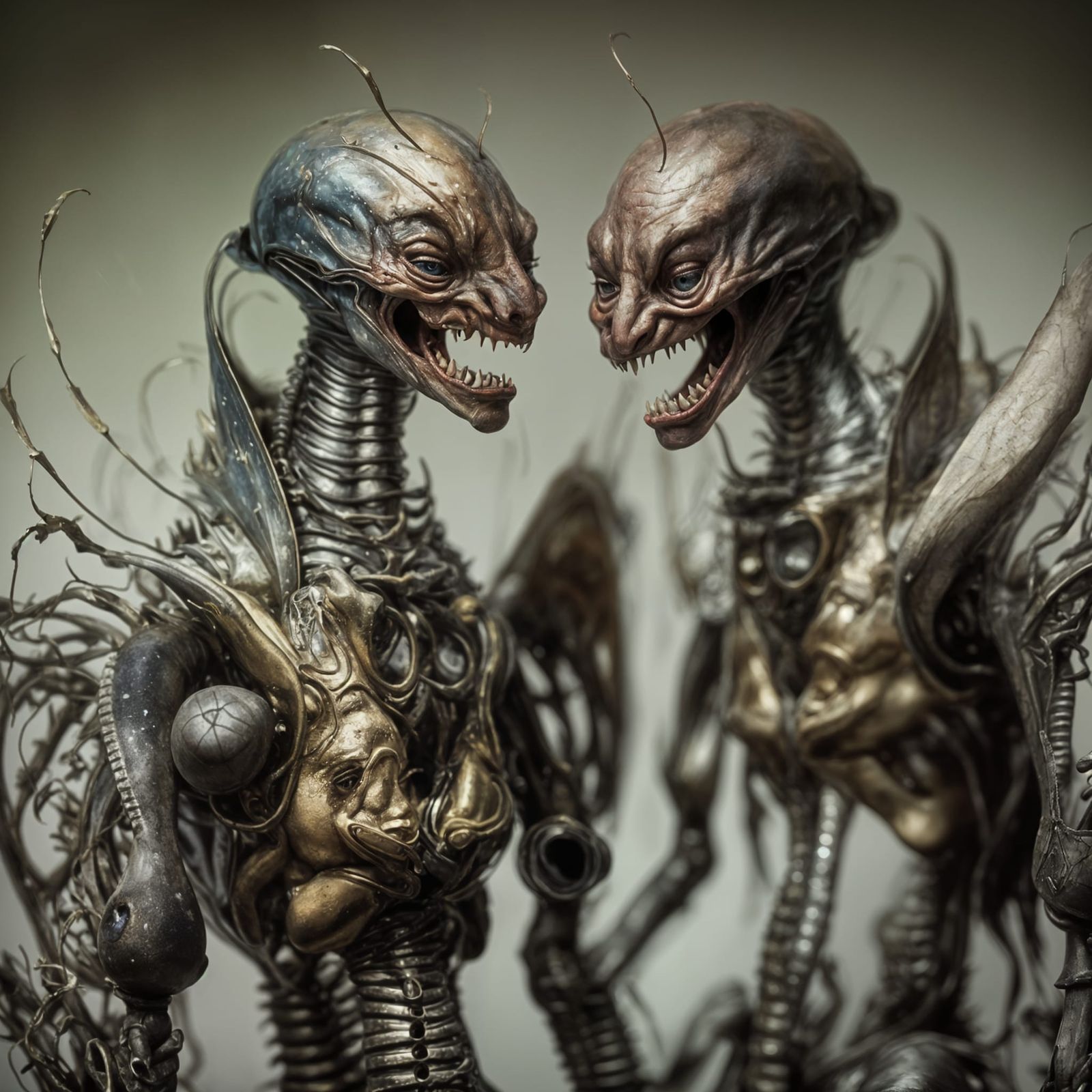 Happy Alien Couple in Hyperrealistic Photography