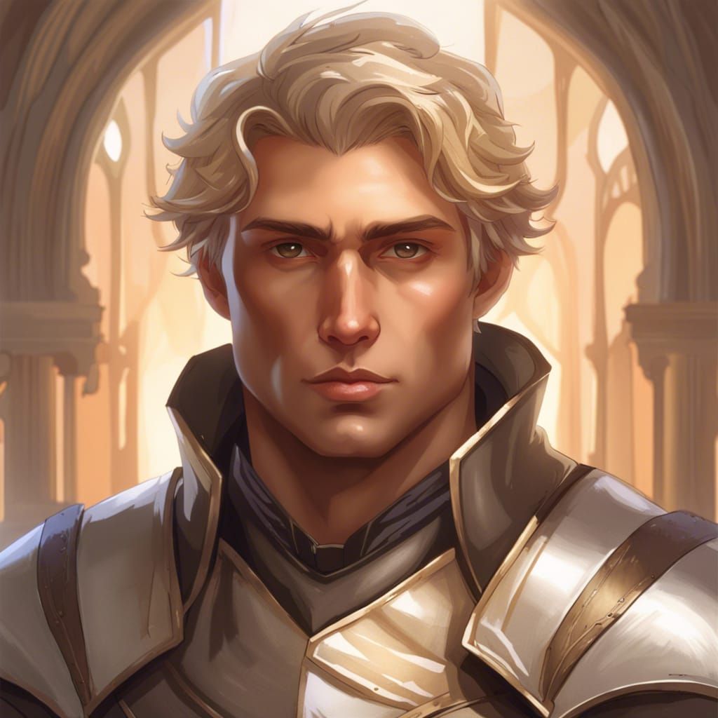 Detailed Portrait of a Handsome Knight in Hyperrealistic Sty...