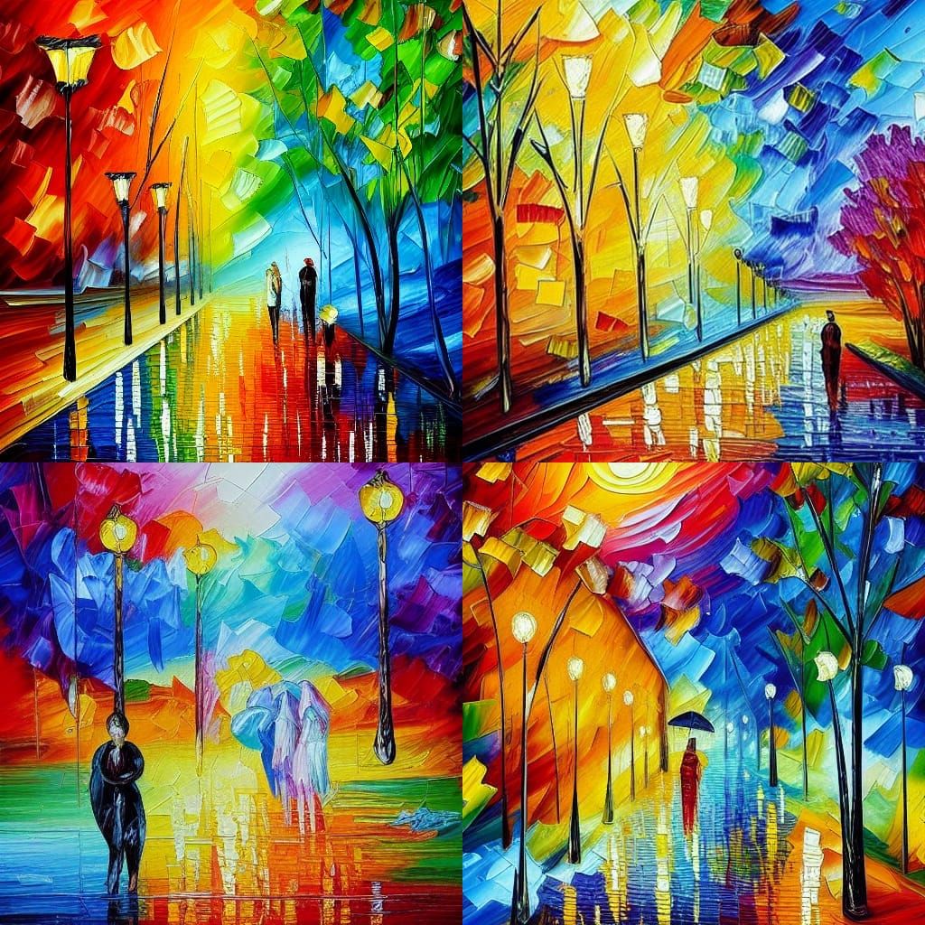 Colorful Neo-Impressionist Painting with Textured Paint