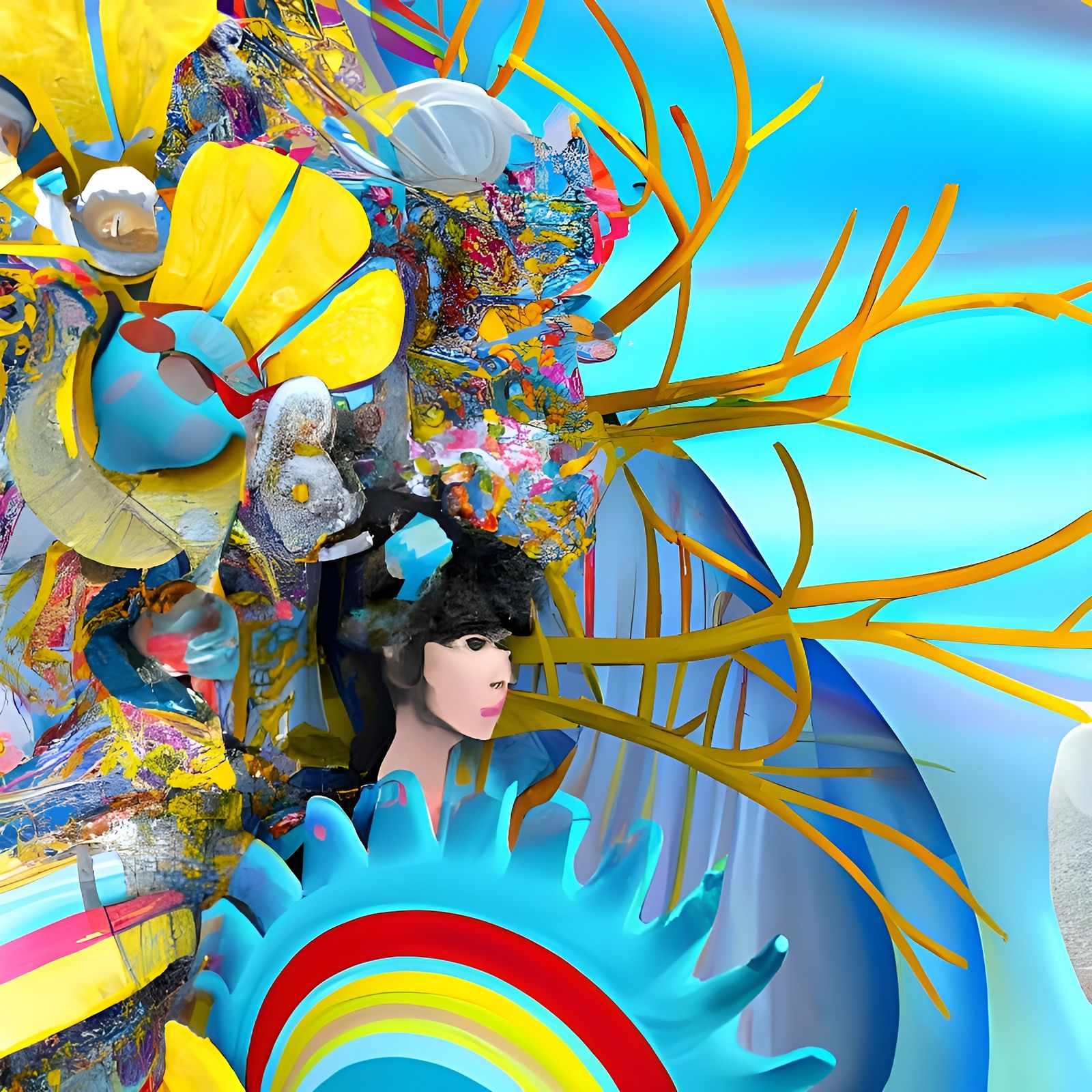 Radiant Fairy Queen with Rainbow Jewelry in 3D