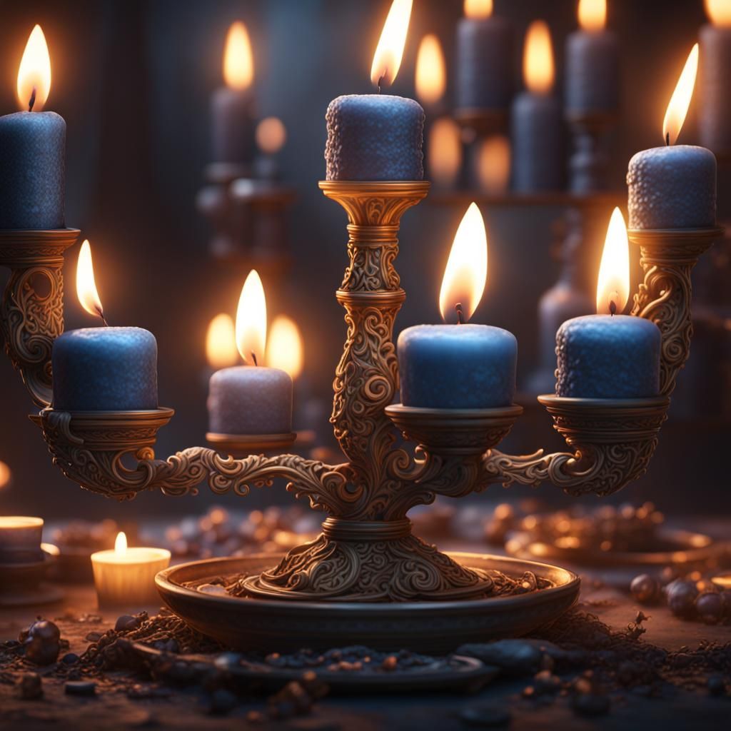 Detailed Hanukkah Candle Fantasy Concept Art