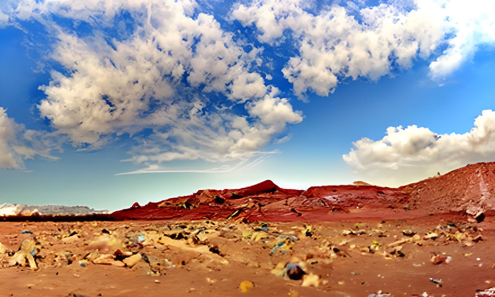 Martian Landscape with Blue Sky in Panorama