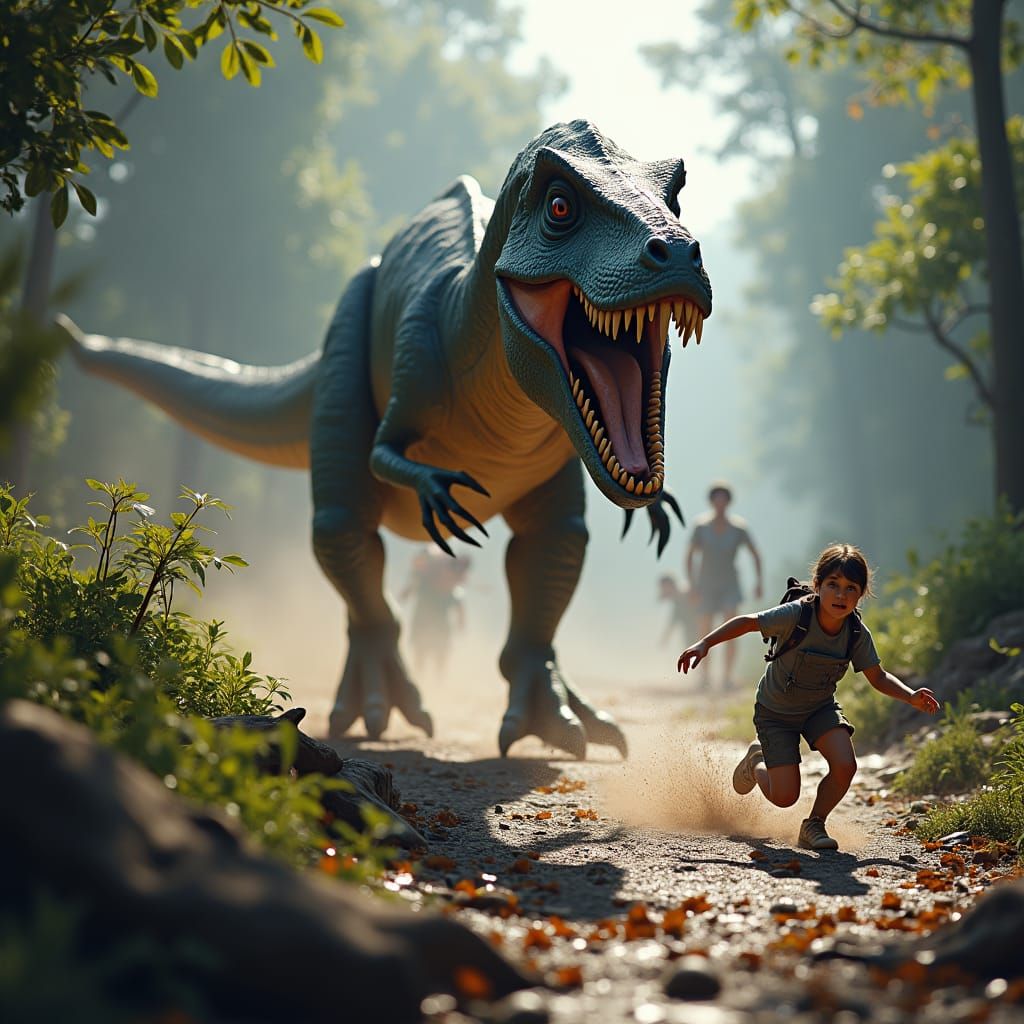 Dinosaur Chase at Jurassic Park: Matte Painting