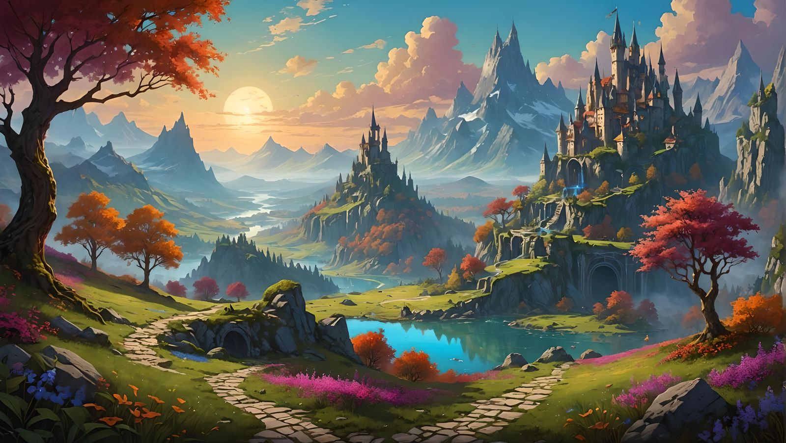 Detailed Fantasy Landscape in Rich Colors