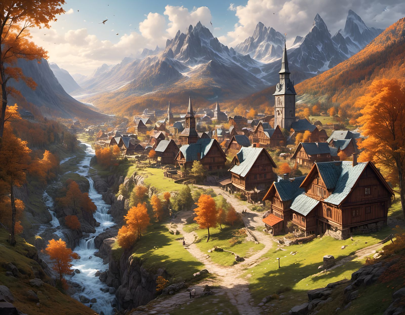 Idyllic Mormon Village in Scandinavian Mountains