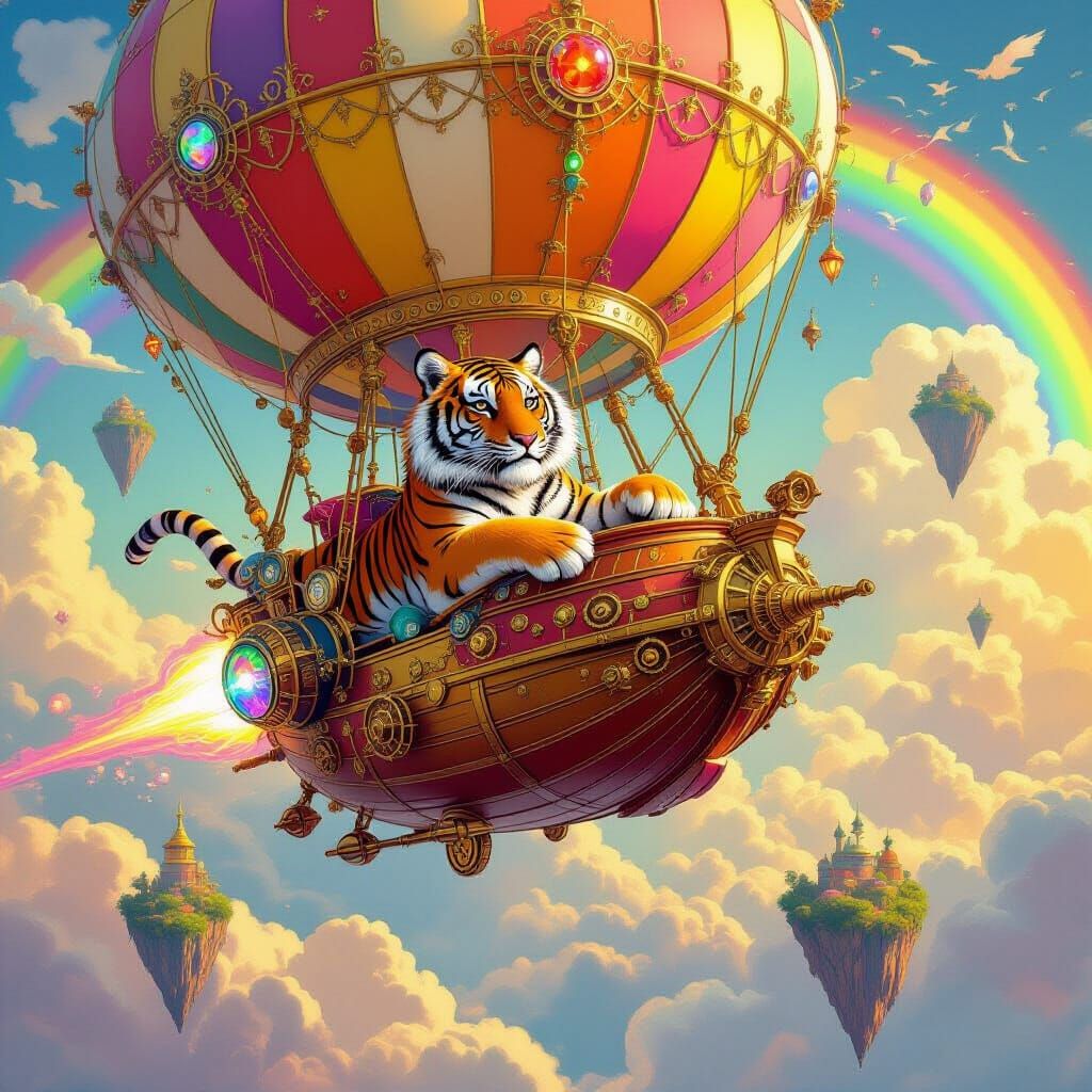 Tiger Airship Captain in Steampunk Style
