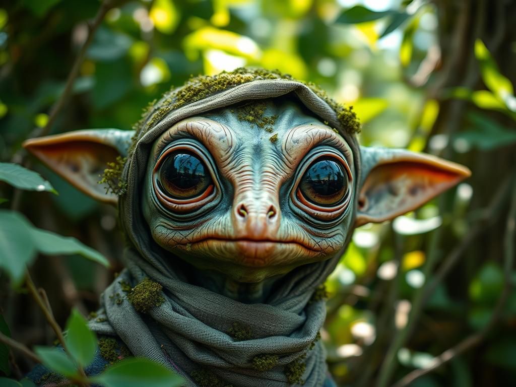 Alien Creature Covered in Moss and Lichen