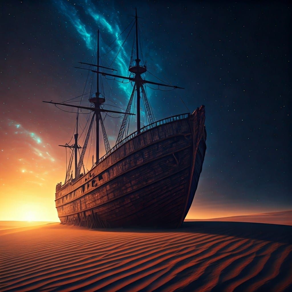 Gothic Shipwreck on Alien Planet in 8k