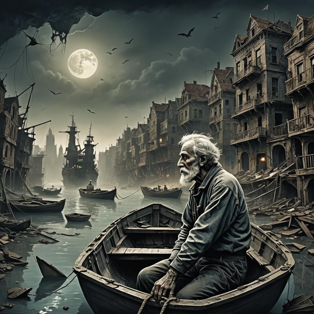 Cosmic Sailor in Floating City Ruins