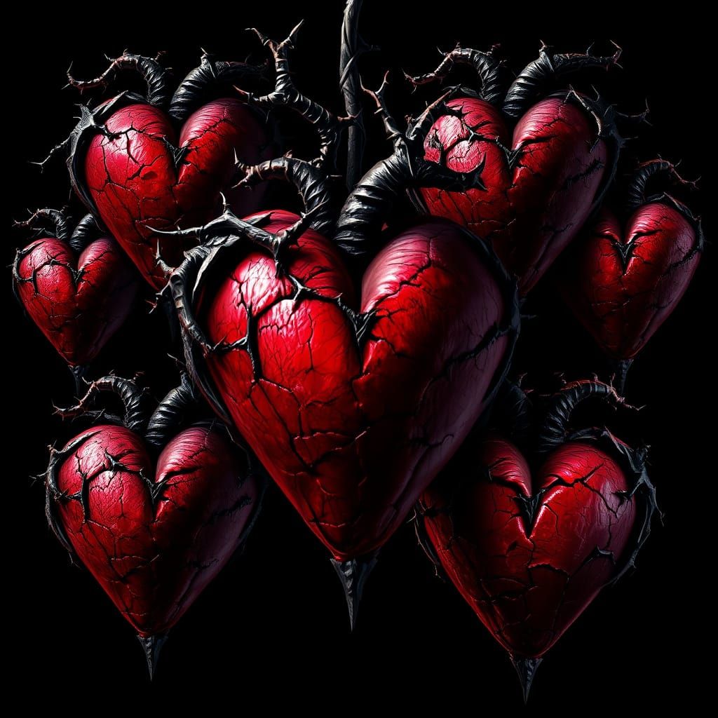 Gothic Valentine Hearts in Macabre Style