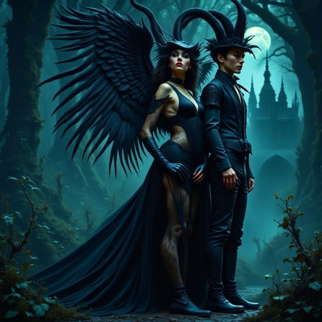 Surreal Dark Forest Meets Cosmic Void in Gothic Splendor