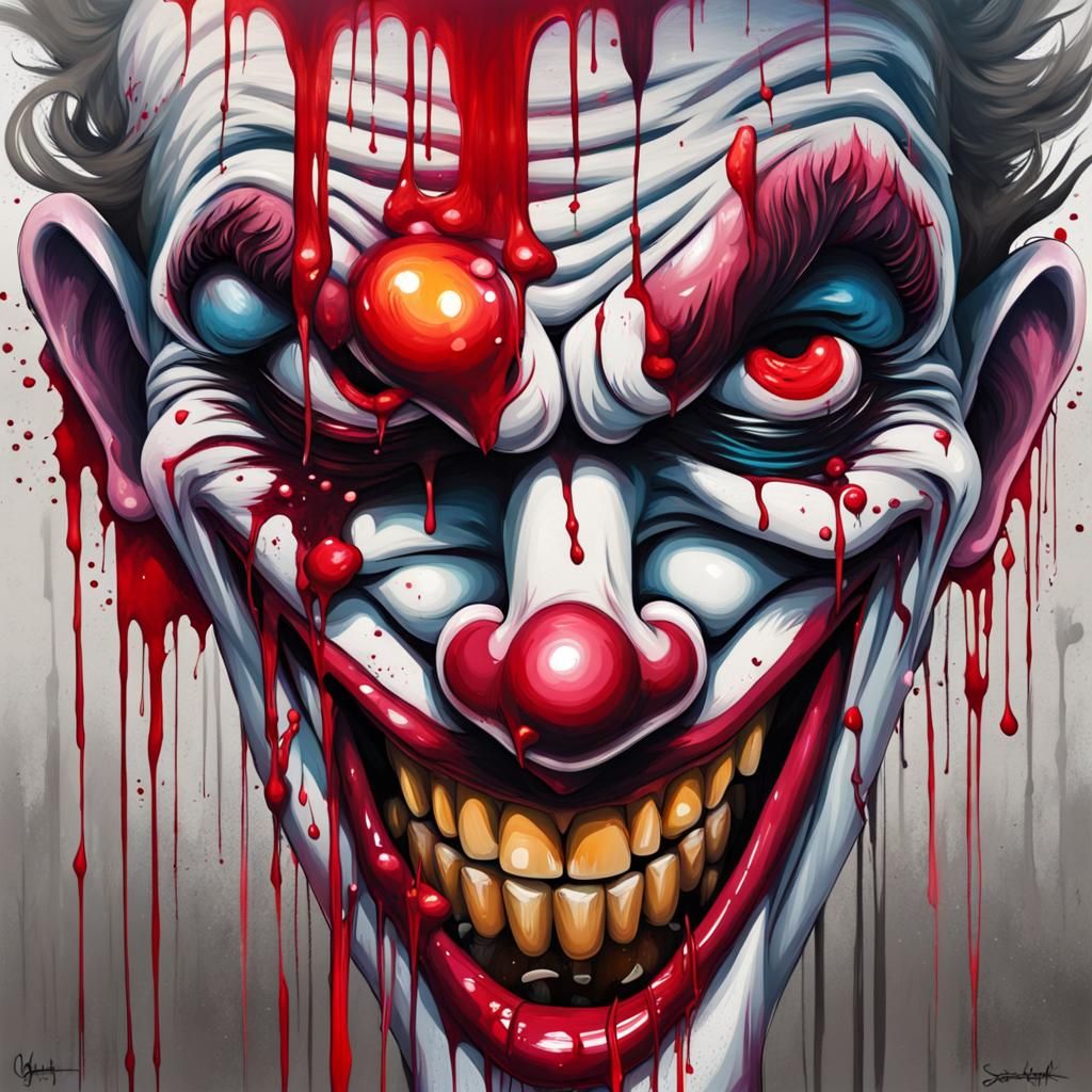 Evil Joker Clown Face in Graffiti Art Style