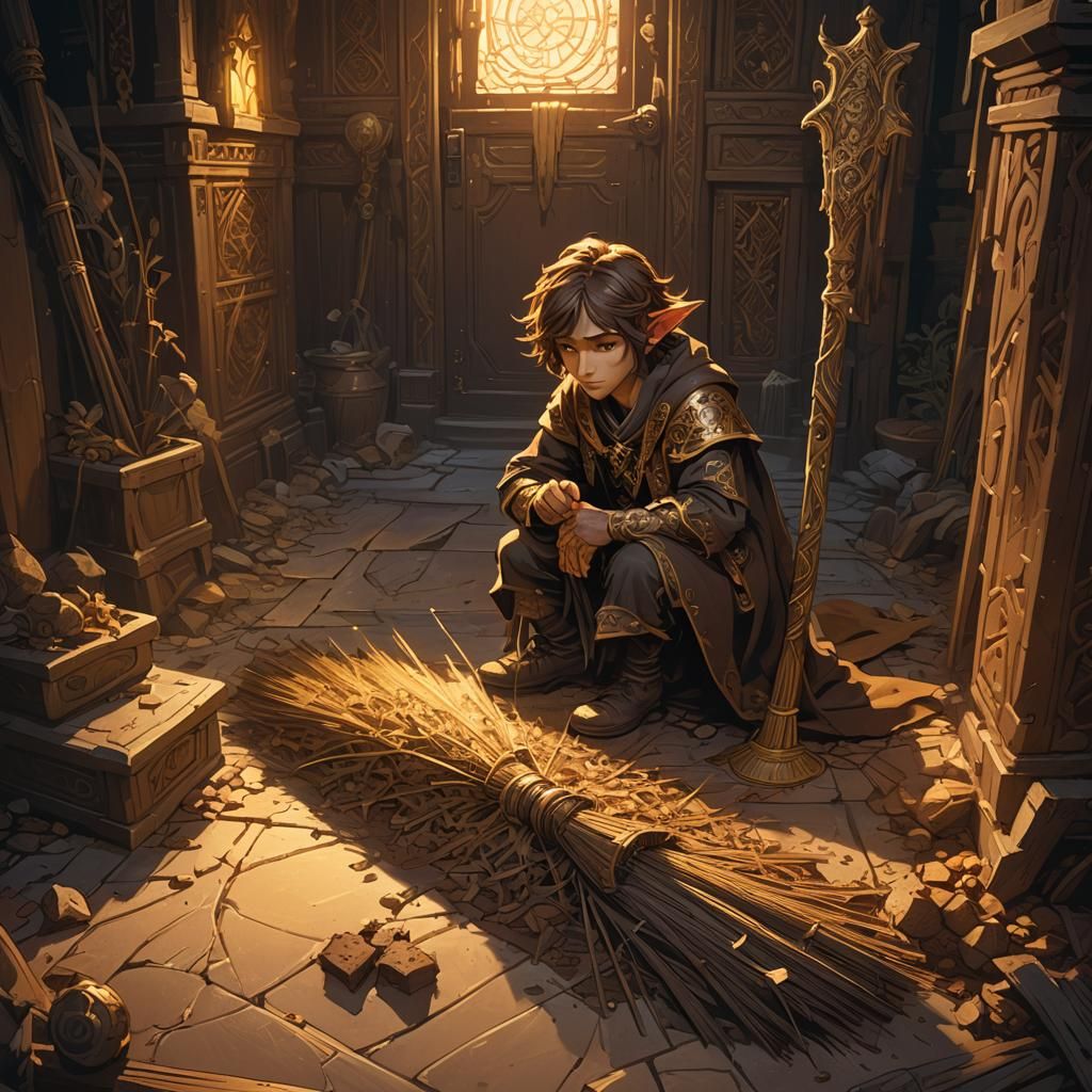 Brownie in Mystical Chamber, Fantasy Art Style