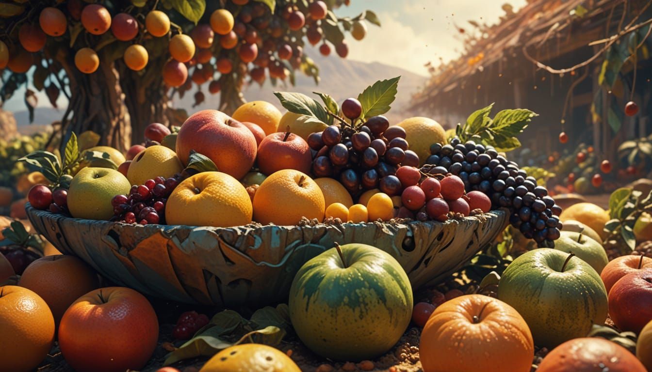 Abstract Farmstand in Surreal Digital Painting Style