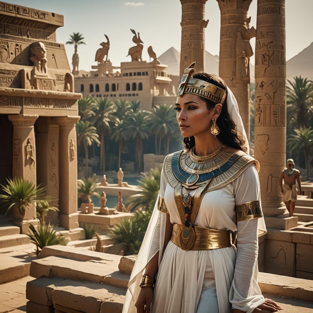 Egyptian Woman in Regalia: Cinematic Film Still
