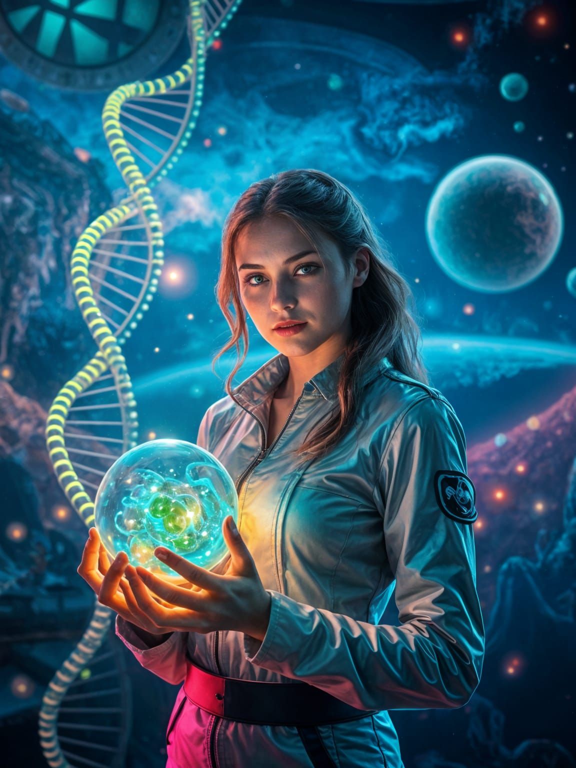 Woman Discovers Glowing Genetic Code in Futuristic Lab