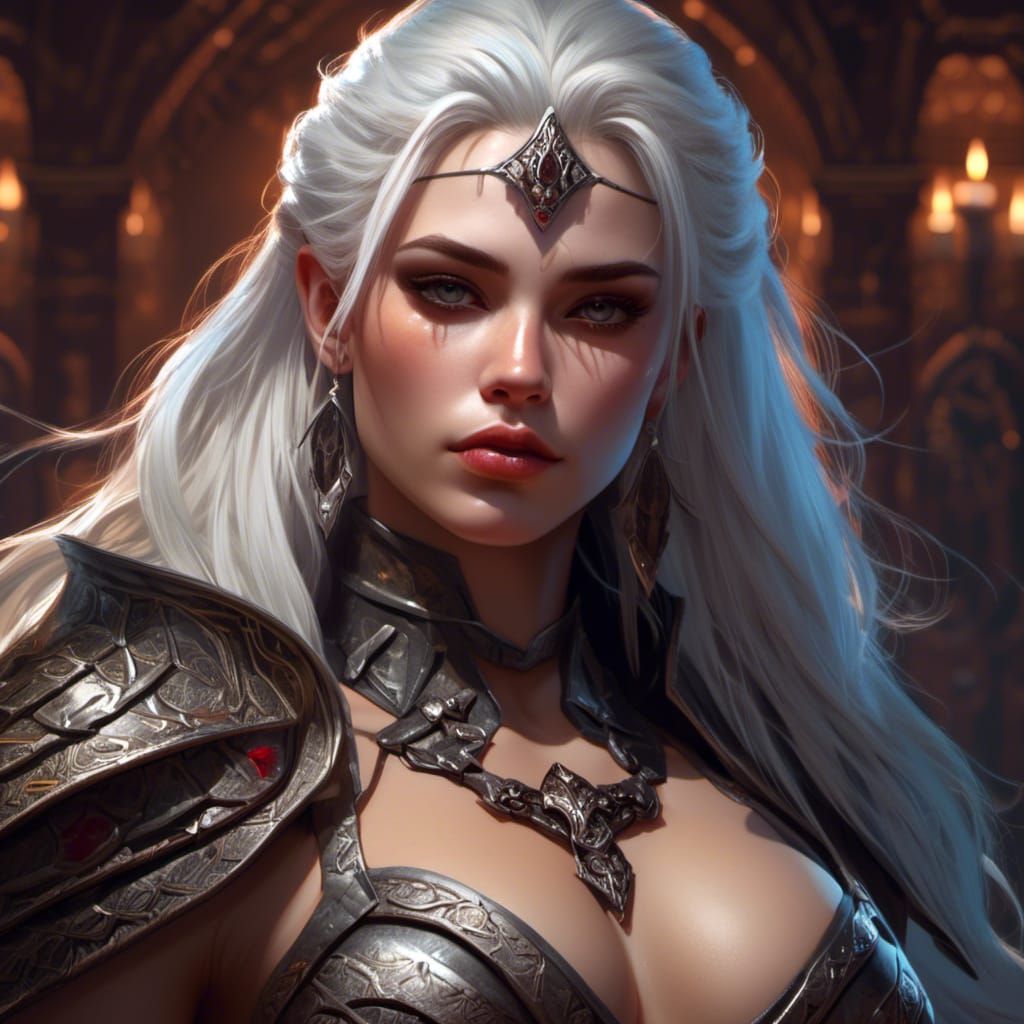 Vampire Barbarian Girl in Dark Fantasy Style