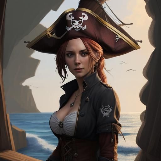 Brilliant Female Pirate by the Sea