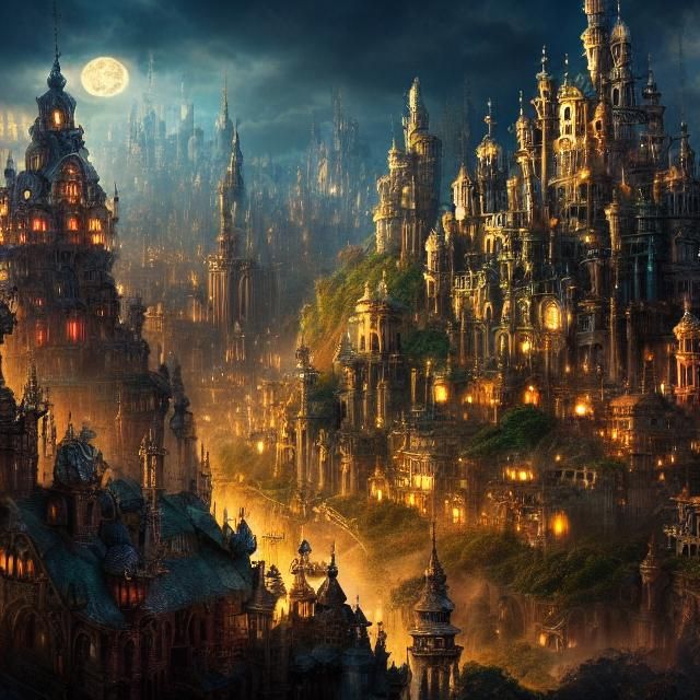 Epic Fairytale City Digital Matte Painting