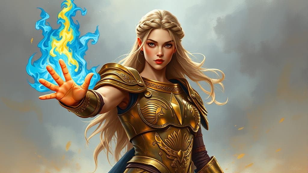 Golden Sorceress in Ancient Armor