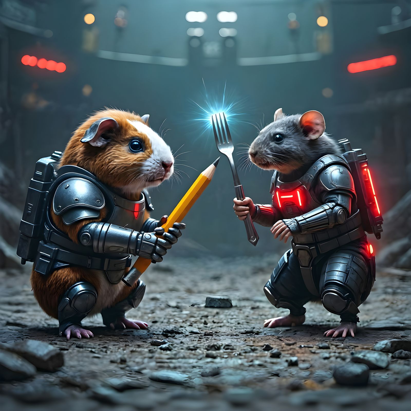 Guinea Pig vs Rat: Futuristic Battle