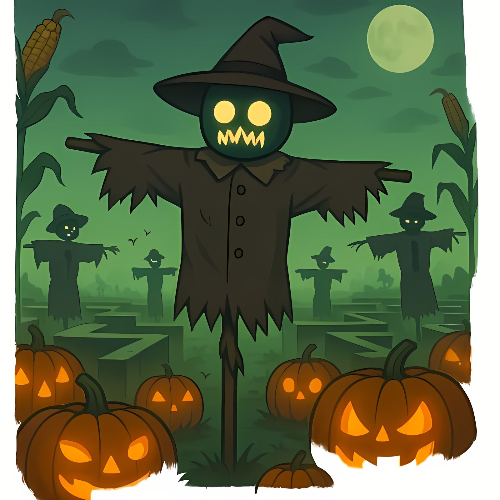 Horrific Scarecrow in Haunted Harvest Season