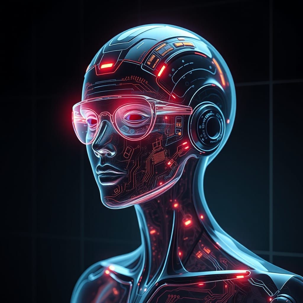 Futuristic AI Language Model in Cyberpunk Style