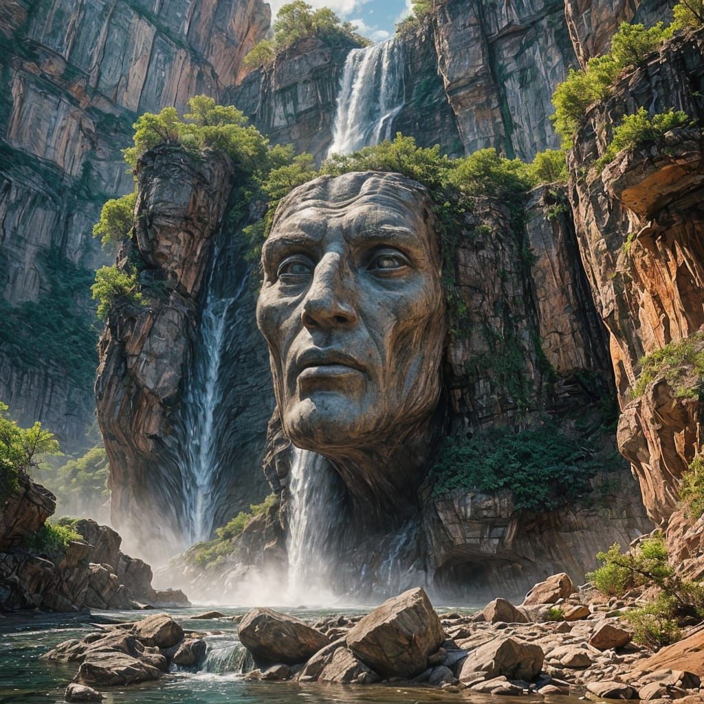 Waterfall from Titan Skull in Canyon: Cinematic Still