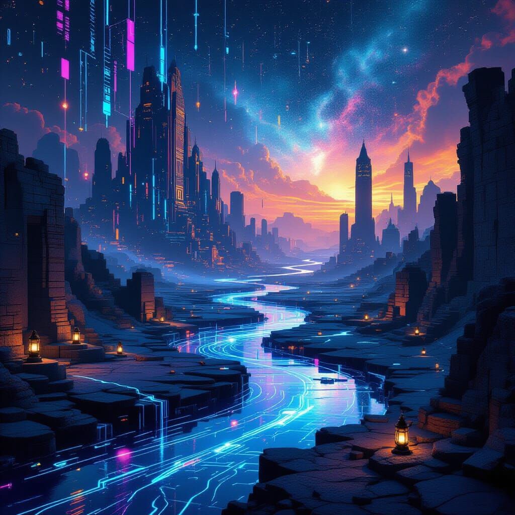 Developer's Mind: Futuristic Data Flow & Neural Networks