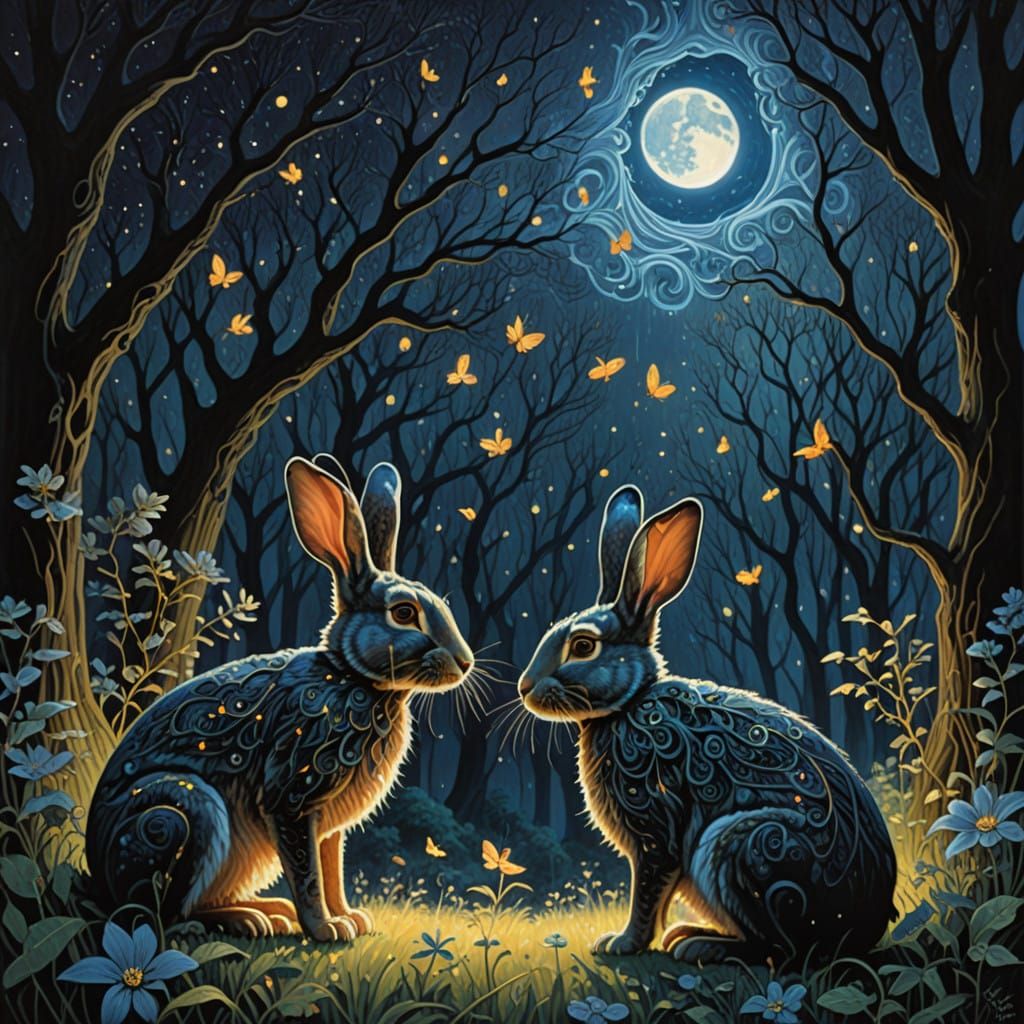 Midnight Whispers in Hyper-Realistic Blue