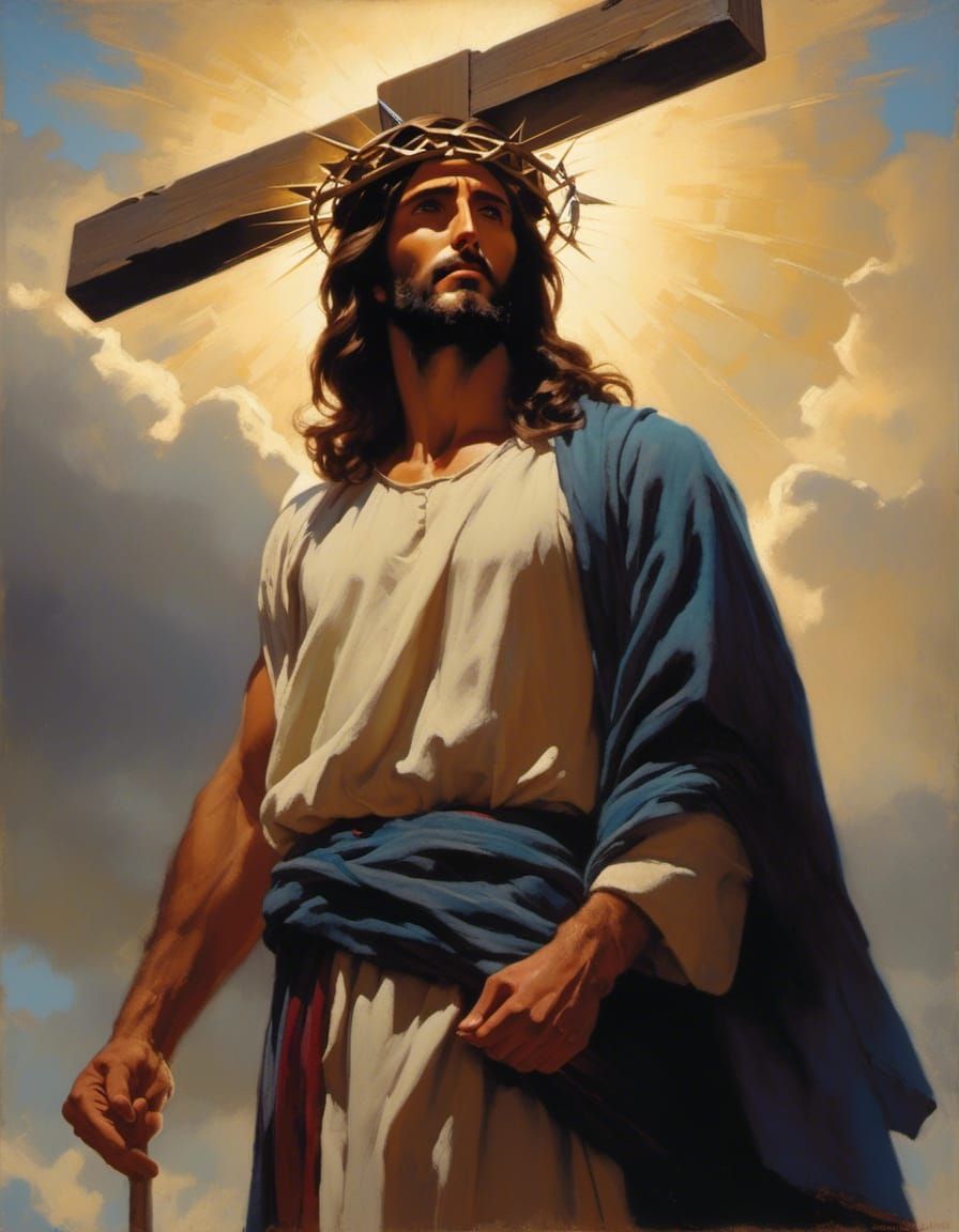 Jesus Christ on the Cross in Watercolor Style