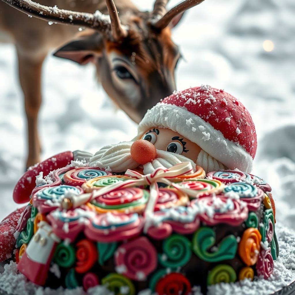 Santa Claus Christmas Cake in Vibrant Icing Swirls