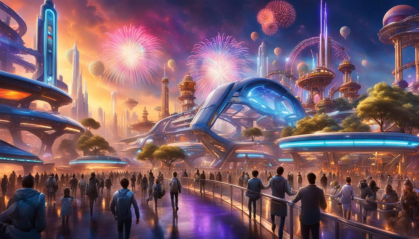 Futuristic Cyberpunk Amusement Park of the Future