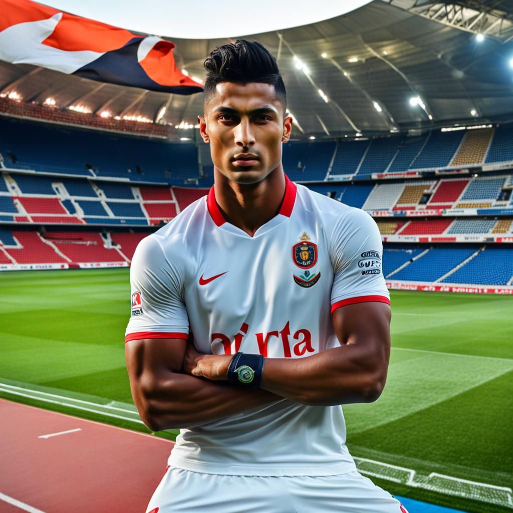 Dynamic Portrait of a Skilled Football Player