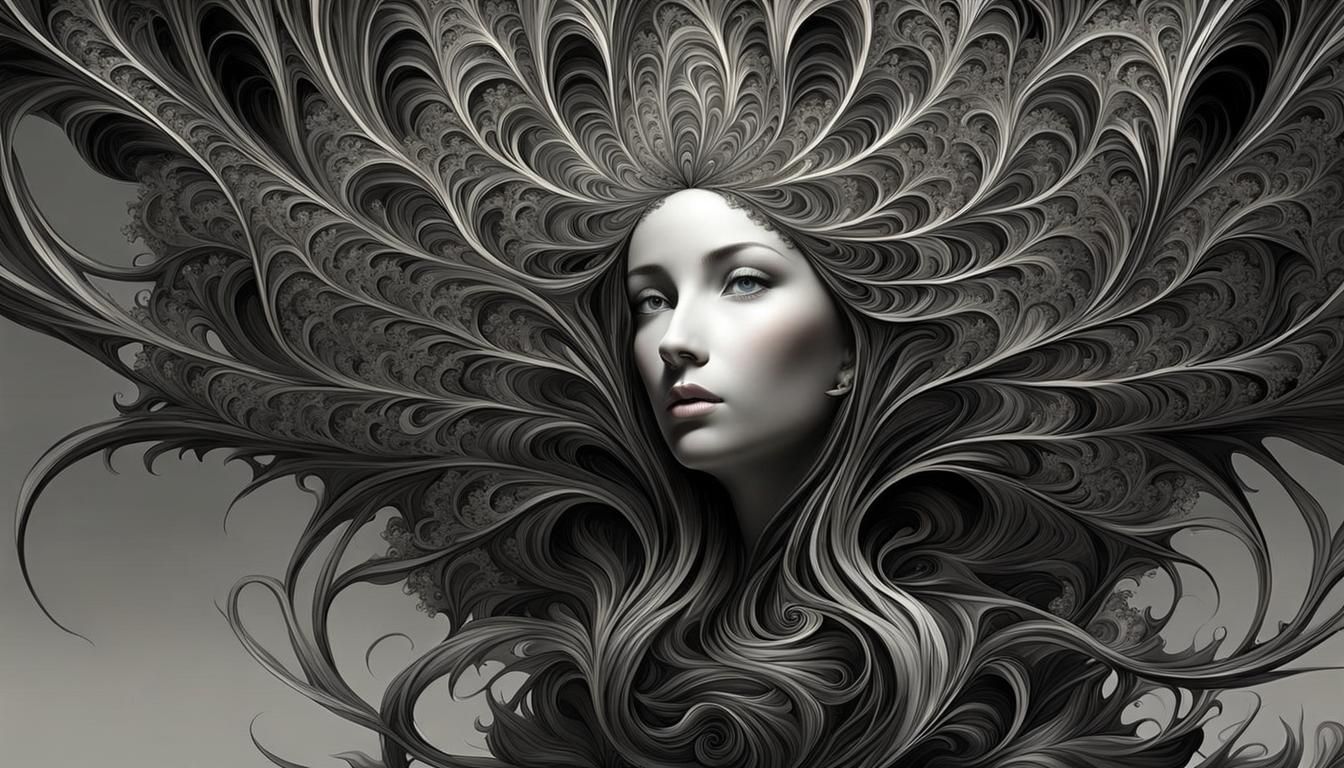 Fractal Expressionism Botanical Art in Victorian Style