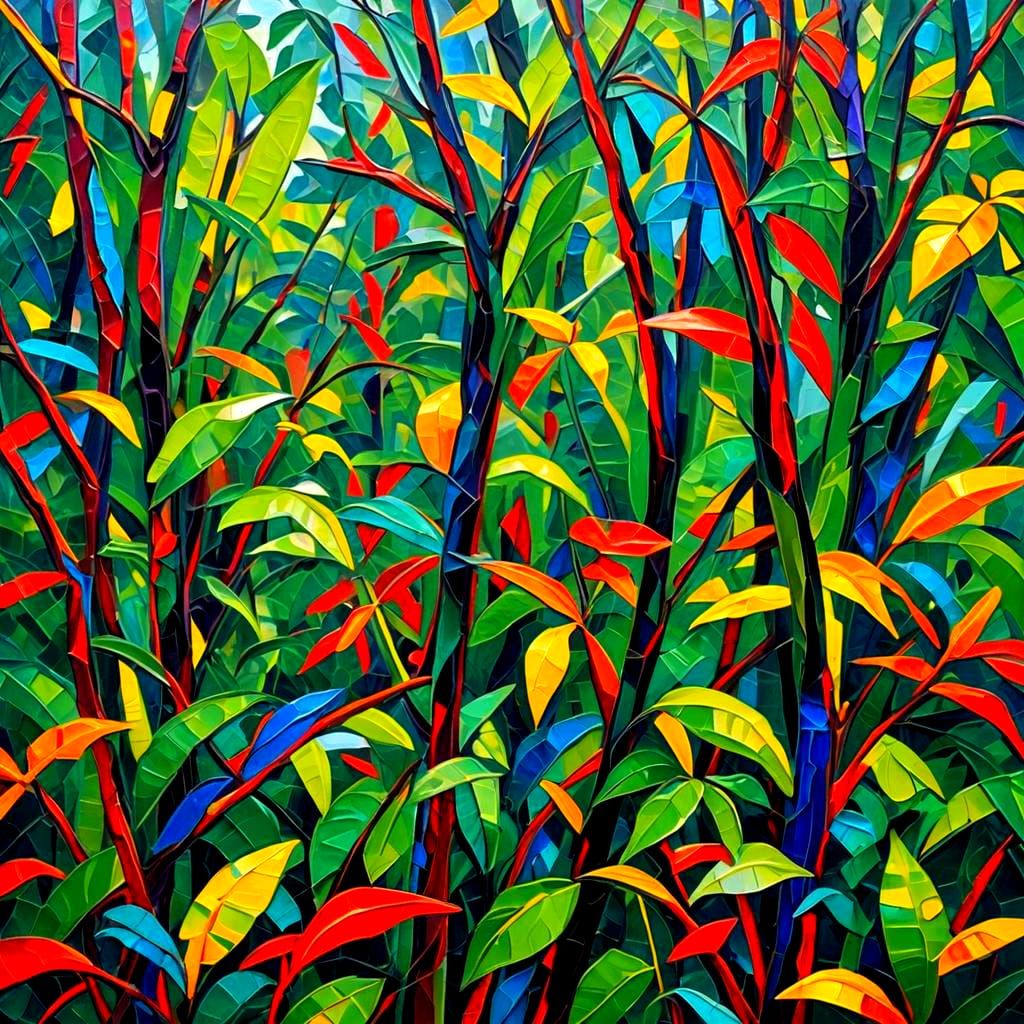 Amazon Rainforest Painting in Picasso Style