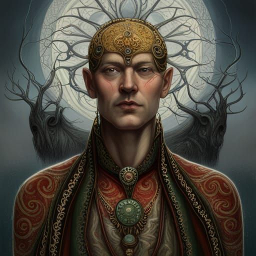 Surreal God Head in Dark Fantasy Style