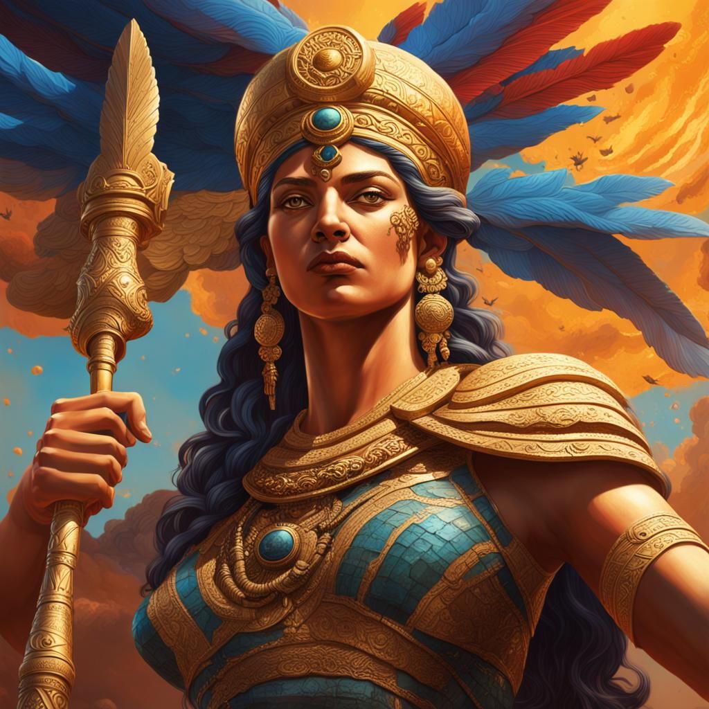Inanna: Mesopotamian Goddess in Hyperrealistic Style