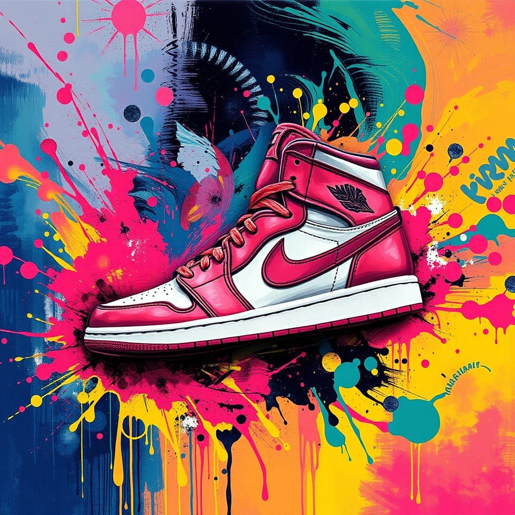 Vibrant Sneakers in Cosmic Graffiti Scene