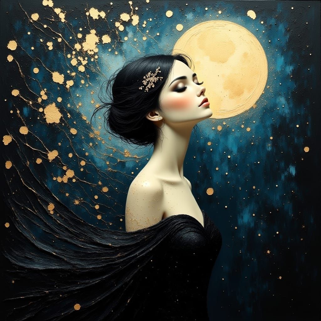 Gothic Queen Sways Under Radiant Moonlight in Nocturnal Mast...