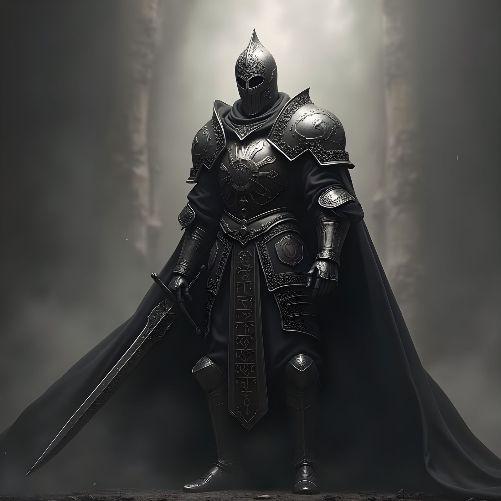 Templar Knight in Dark Fantasy Fog