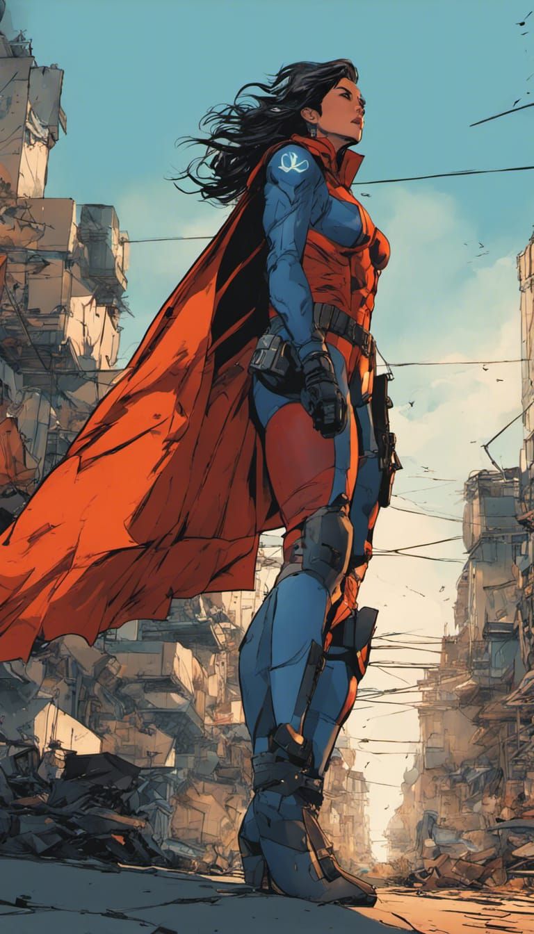 Superwoman in Retro Metal Gear Comic Style