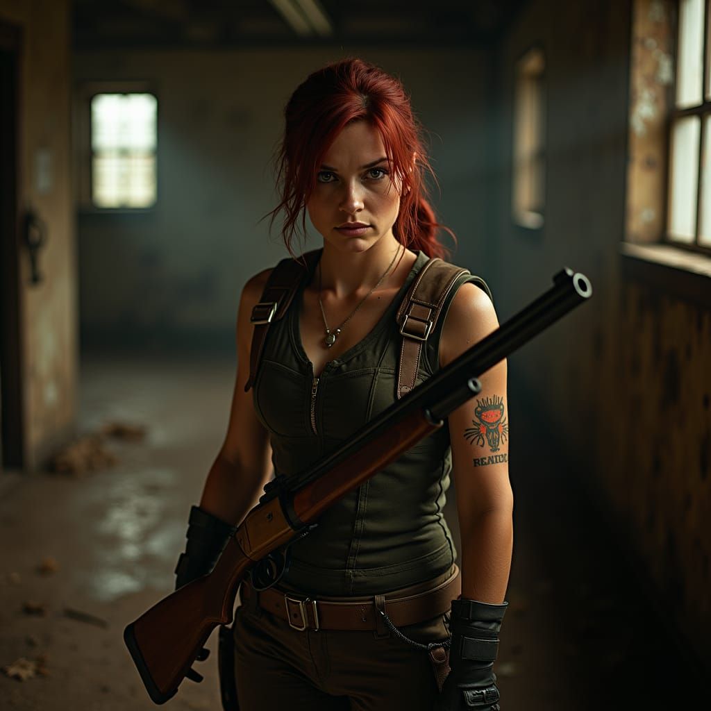 Heroic Survivor in a Moody, Earthy Landscape